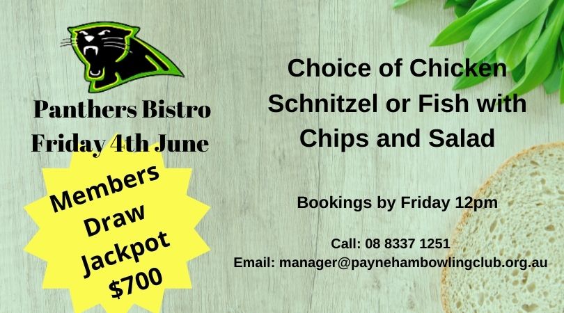 Panthers Bistro Friday 4th June